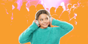girl listening to dance music